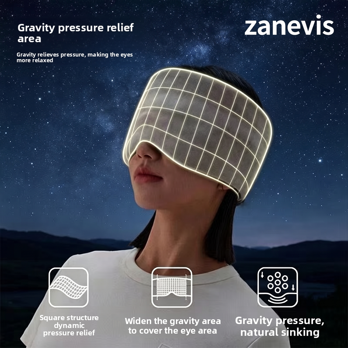 Zanevis gravity pressure relief sleep mask
