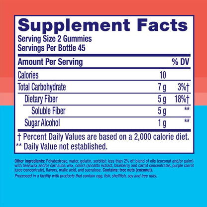 Fiber Well Sugar Free Fiber Gummies - Berry & Peach, 90 Count